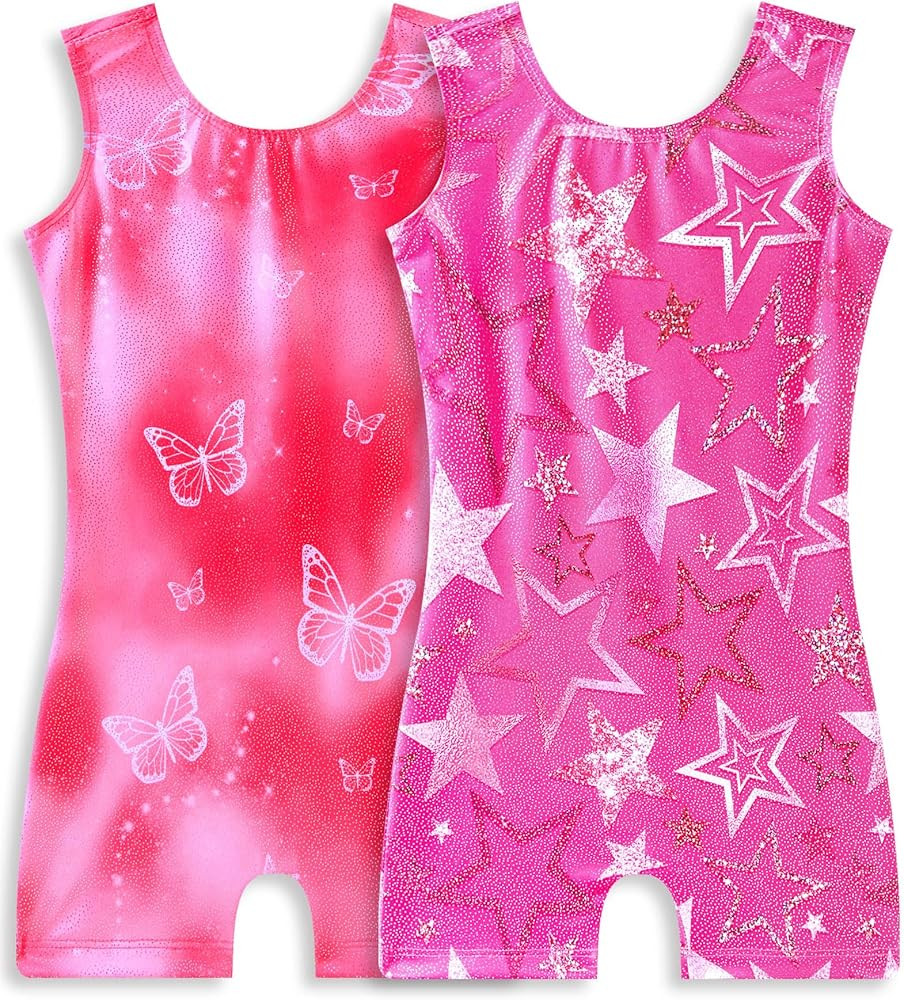 Snowheart Gymnastics Leotards for Girls 2-Pack, Sparkly Toddler Biketards Sleeveless for Tumbling... | Amazon (US)