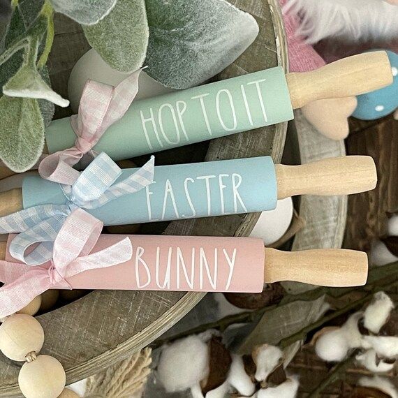 Rae Dunn Inspired Mini Rolling Pins, Easter Decor, Farmhouse Easter Decor, Rae Dunn Mini Rolling ... | Etsy (US)