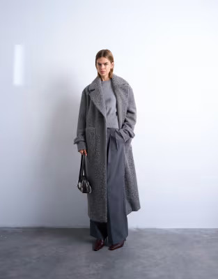 Topshop unlined soft brushed chuck on longline coat in charcoal | ASOS (Global)