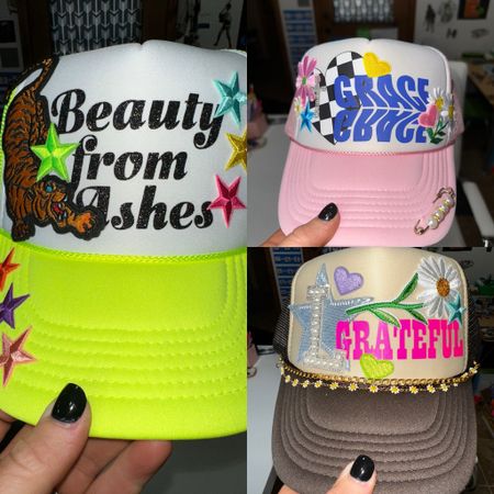 Custom hats from @happystackshop 
I sent her the words or phrases I wanted and told her to do her thing and surprise me!! I am sooo obsessed! She absolutely nailed them! She can do customs and is the best!!! #happystackshop #truckerhat
#custom #etsy 

#LTKtravel #LTKstyletip #LTKfindsunder50