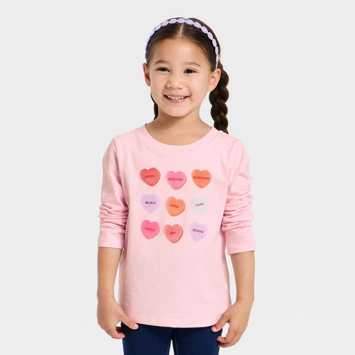 Toddler Girls' Valentine's Day Long Sleeve Graphic T-Shirt - Cat & Jack™ Light Pink | Target
