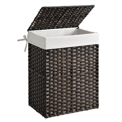 SONGMICS 23.8 Gal (90L) Laundry Hamper Laundry Basket with Lid and Handles Wicker hamper Brown | Target