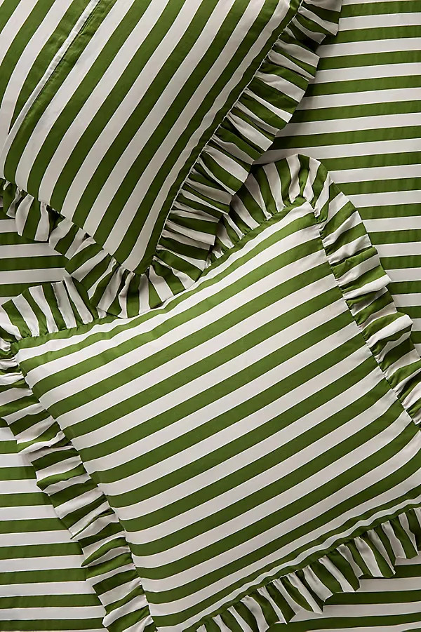 Maeve Cotton Striped Ruffle Printed Euro Sham | Anthropologie (US)