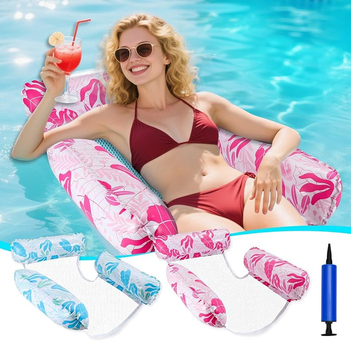Inflatable Pool Floats for Adults, 2-Pack Multi-Purpose Pool Hammock Floating Chairs, Heavy Duty ... | Amazon (US)