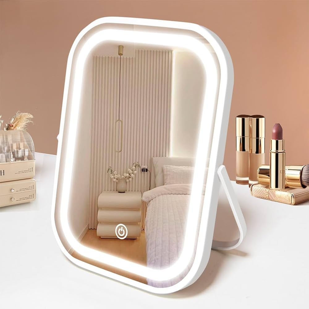 Travel Makeup Mirror with Lights, Portable Small Beauty LED Vanity Mirror with Lights, 1200mAh Ba... | Amazon (US)
