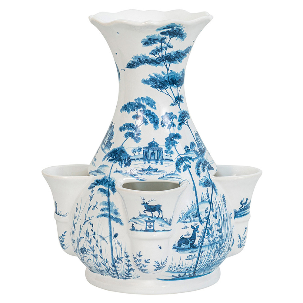 Juliska French Country Estate Delft Blue Ceramic Tulipiere Table Vase | Kathy Kuo Home