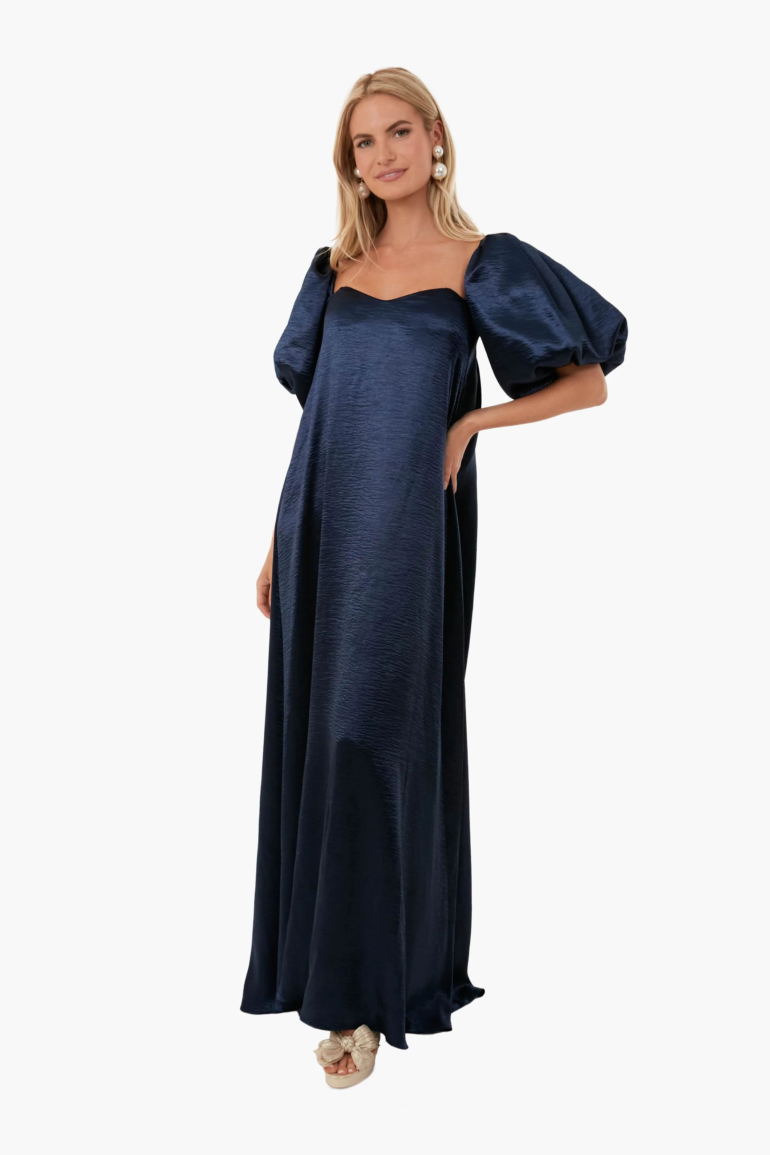 Blue Glossy Palmer Maxi Dress | Tuckernuck (US)
