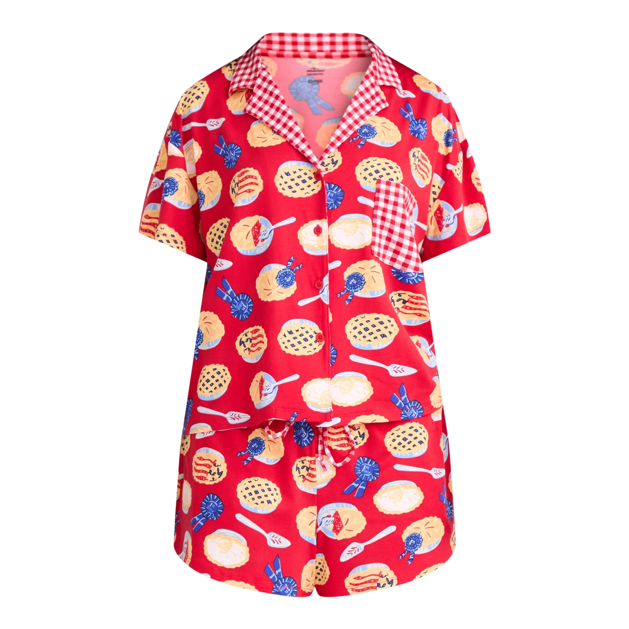 Way to Celebrate Women's Notch Collar Top and Shorts Pajama Set, 2-Piece, Sizes XS-3X | Walmart (US)