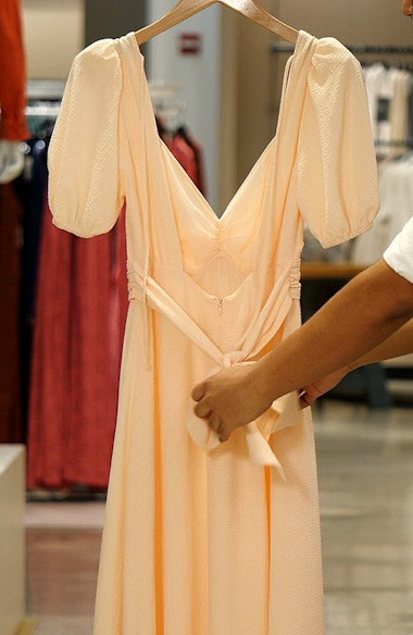Tie Back Puff Sleeve Midi Dress | Nordstrom