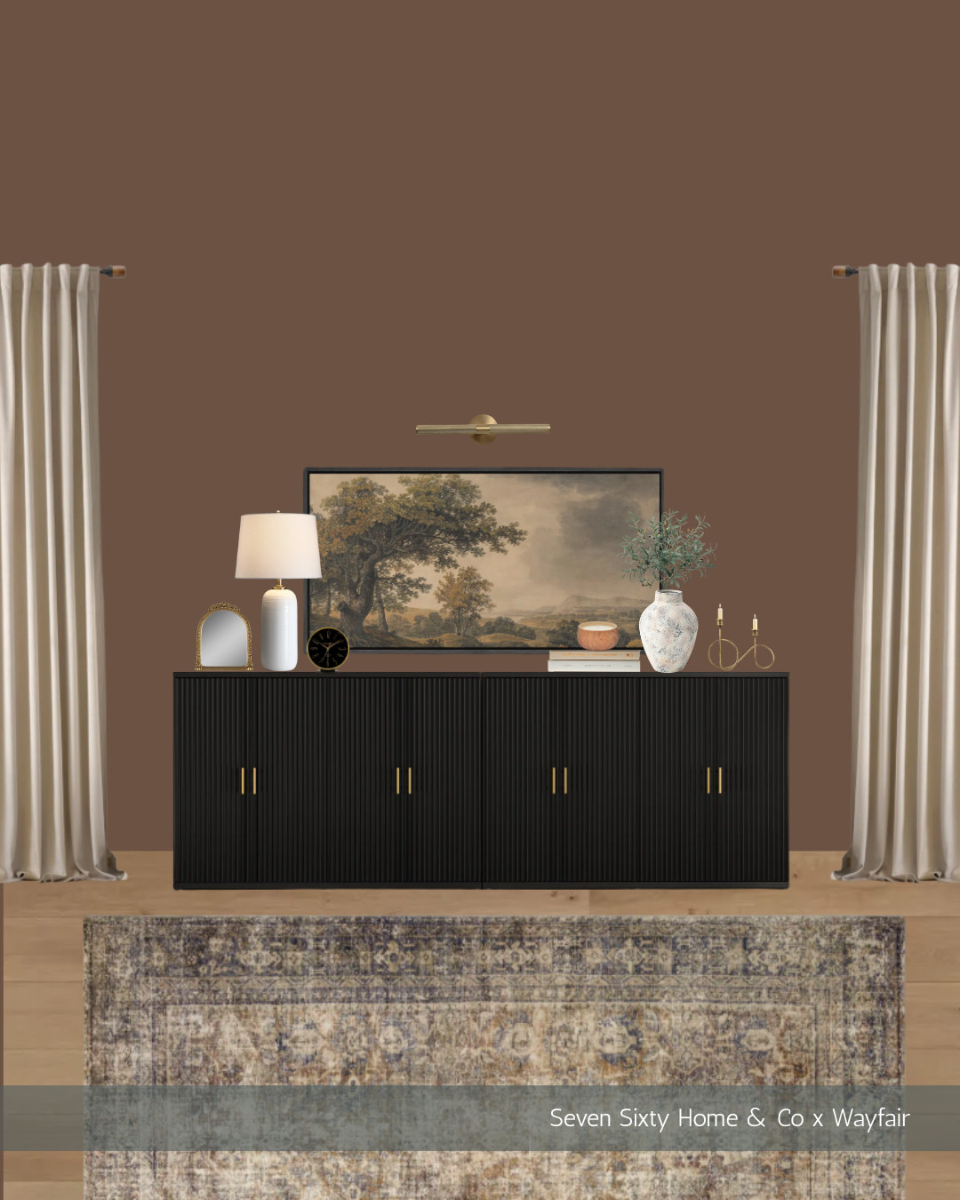 Warm Traditional Console with Black Sideboard + Vintage Landscape Art

A moody traditional console design with warm brown walls, a fluted black sideboard, and vintage-inspired landscape art layered with brass accents and softened neutral decor. This styling mixes sculptural ceramics, classic table lamps, and timeless brass details to create a rich, grounded moment that feels both collected and elevated.

If you’re searching for traditional sideboard styling, moody console table decor, brown wall interior inspiration, vintage landscape art ideas, or black sideboard decor for a classic living room or dining space, this design brings all of those elements together in a warm, refined way.

Shop the full look below. 

 #LTKHome #LTKFindsUnder50 #LTKFindsUnder100
