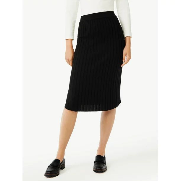 Free Assembly Women's Pleated Midi Sweater Skirt | Walmart (US)