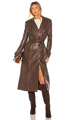 Bardot Vegan Leather Trench Coat in Chocolate from Revolve.com | Revolve Clothing (Global)