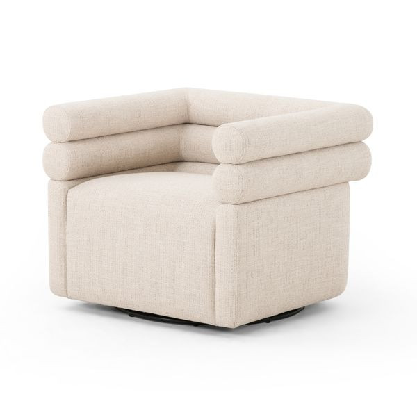 Evie Upholstered Hampton Cream Swivel Chair | Scout & Nimble
