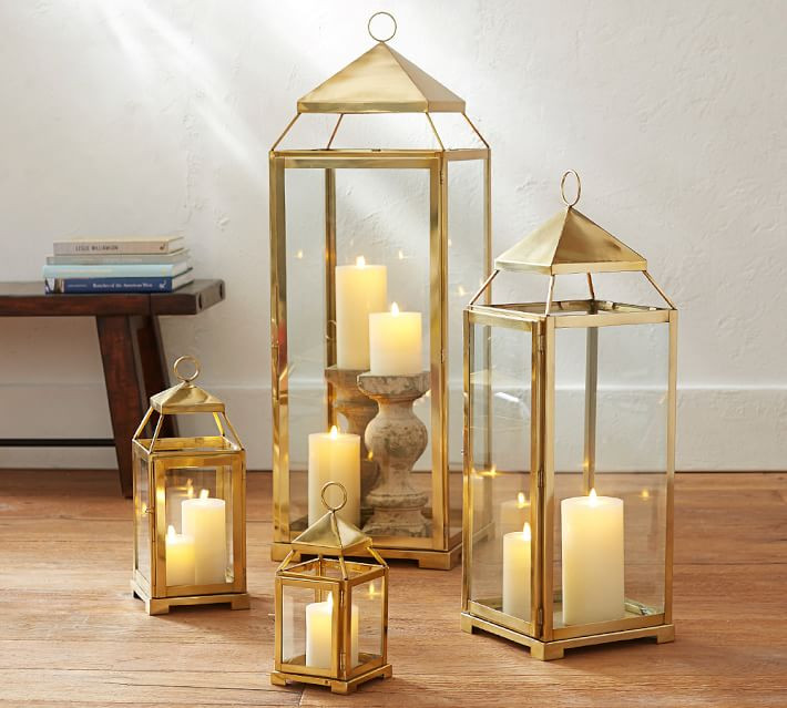 Malta Glass & Metal Lantern - Brass Finish | Pottery Barn (US)