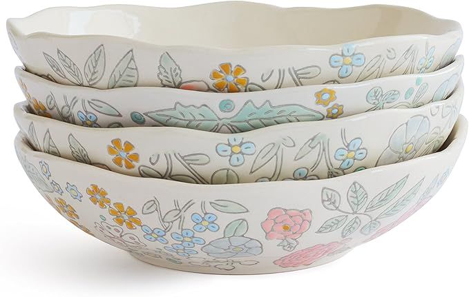 Dorotea Hand Painted Soup/Cereal Bowl, 7.25-Inch, Set of 4 | Amazon (US)