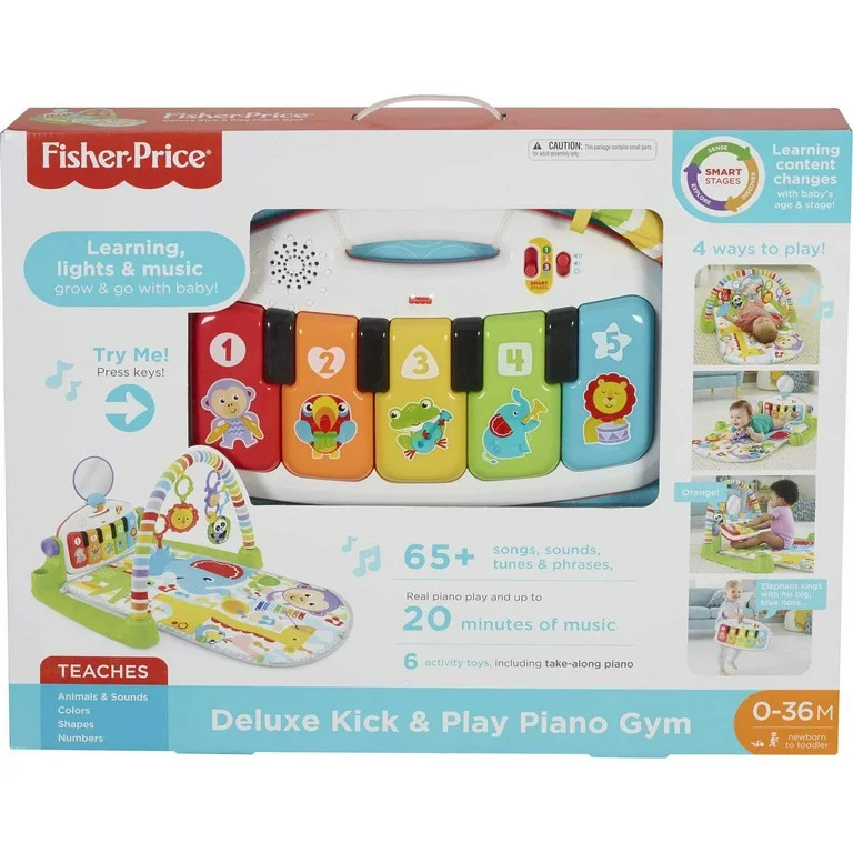 Fisher-Price Deluxe Kick & Play Removable Piano Gym, Green | Walmart (US)