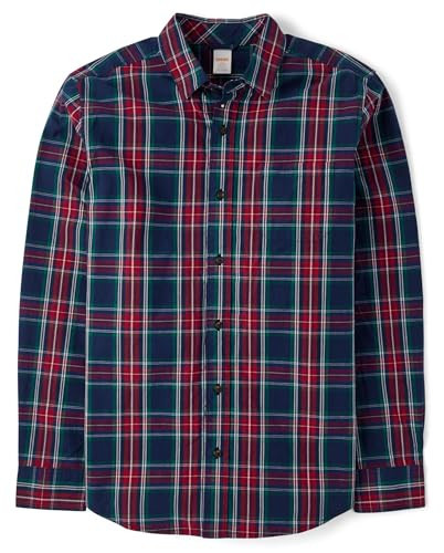 Gymboree,Daddy and Me Matching Long Sleeve Button Up Shirt,Tidal Plaid,XLarge (Adult) | Amazon (US)