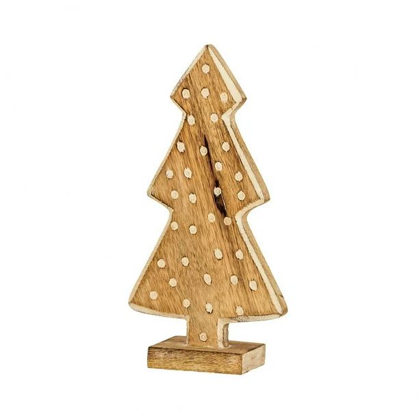 Wooden Holiday Tree With White Spots Made Of Mango Wood Size - 10.25 Inches In Natural/White Colo... | Walmart (US)