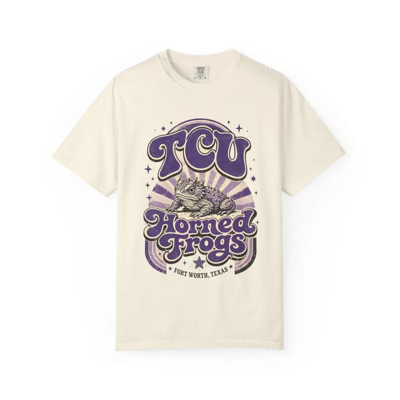TCU Horned Frogs Graphic T-Shirt | Comfort Colors Vintage Logo | Etsy (Global)