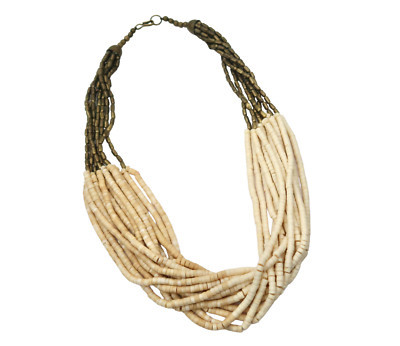 Twisted Ombre bone & brass bead necklace  | eBay | eBay US