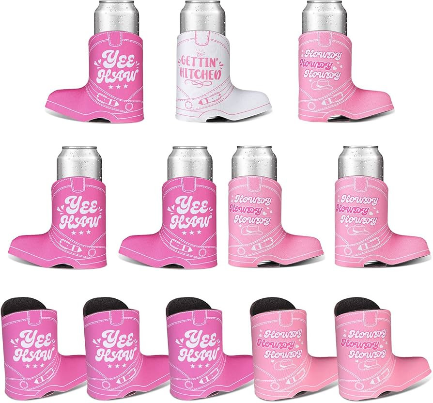 12 Pcs Cowgirl Cowboy Boot Skinny Can Sleeves Cowboy Slim Beverage Sleeves Bachelorette Party Dec... | Amazon (US)