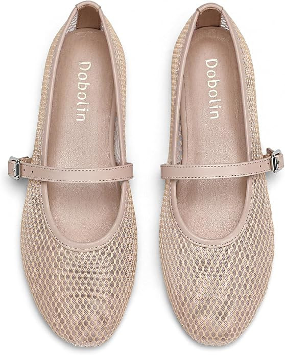 Womens Mesh Ballet Flats Comfortable Dressy Round Toe Maryjane Fishnet Casual Shoes | Amazon (US)