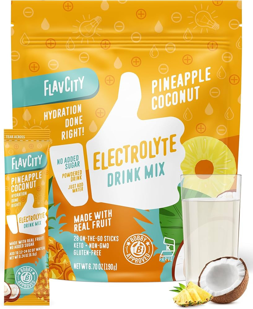 FlavCity Pineapple Coconut Electrolytes Powder Packets - 28 Hydration Packets - No Added Sugar - ... | Amazon (US)