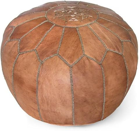 IKRAM DESIGN Moroccan Pouf, Dark Tan, 20-Inch by 13-Inch | Amazon (US)