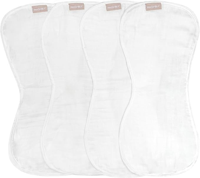 WeeSprout Set of 4 Organic Cotton Burp Cloths - Four Ultra-Absorbent Layers Keep Clothes Dry, But... | Amazon (US)