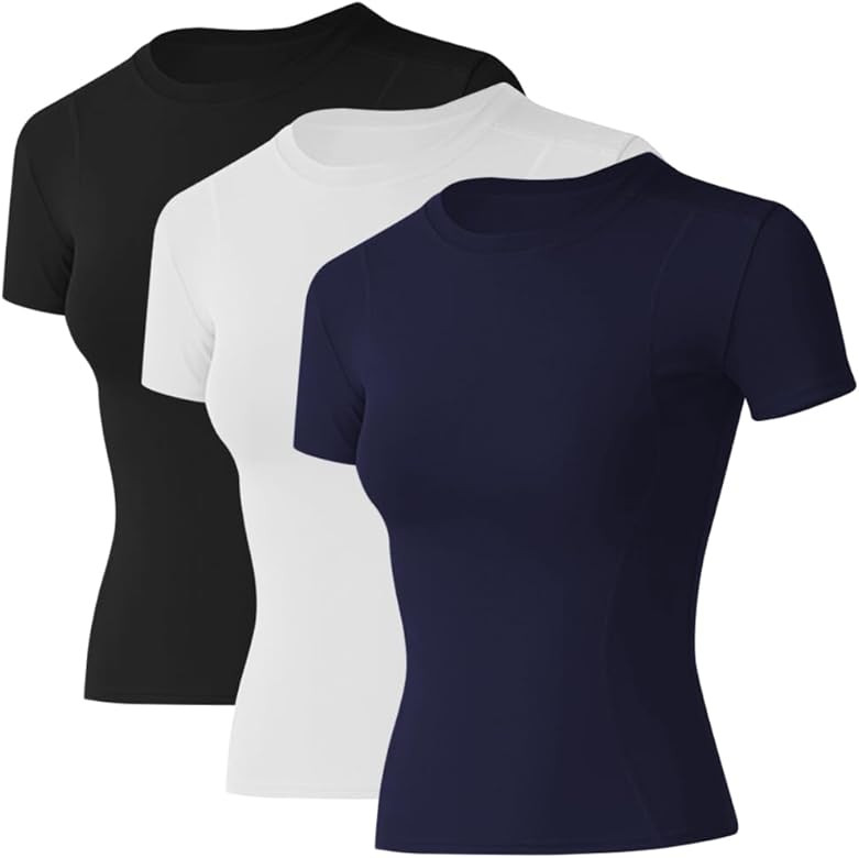 Loovoo Women Workout Shirts 1/2/3 Pack Athletic Compression Tee Dry Fit Yoga Gym Basic Tops | Amazon (US)