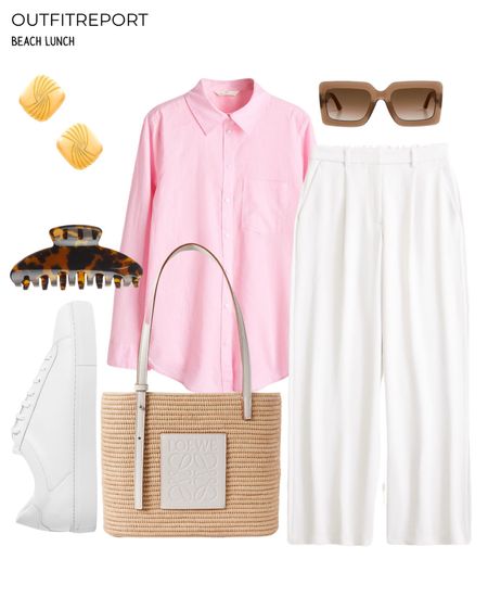 Spring outfit pink shirt white trousers white trainers sneakers 

#LTKshoecrush #LTKitbag #LTKstyletip
