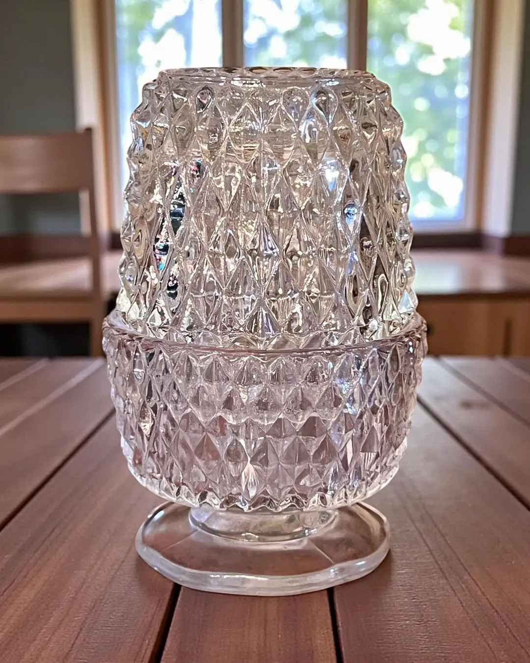 Vintage Indiana Clear Glass Diamond Point 2-Piece Fairy Lamp MINT! | Etsy (US)