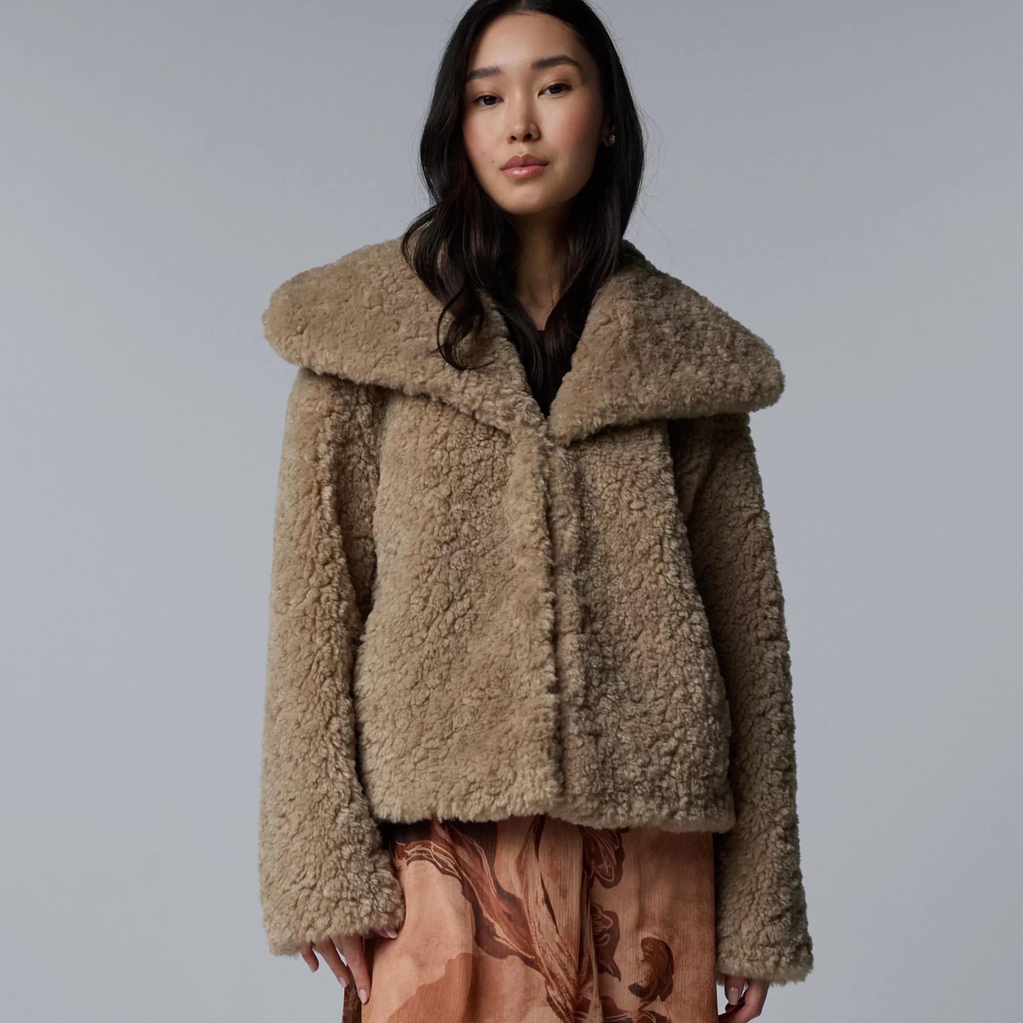 Women's Simply Vera Vera Wang Collared Faux Fur Jacket, Size: XS, Shearling | Kohl's