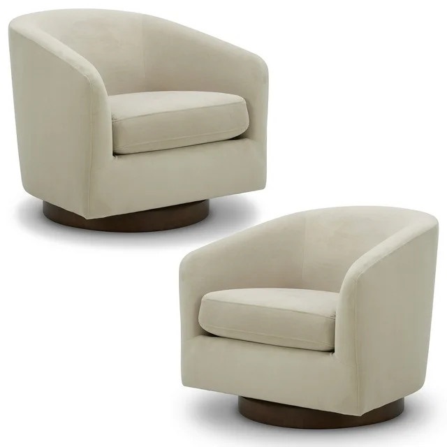 CHITA Swivel Accent Chair Set of 2, Velvet Round Barrel Arm Chair Living Room, Cream White | Walmart (US)