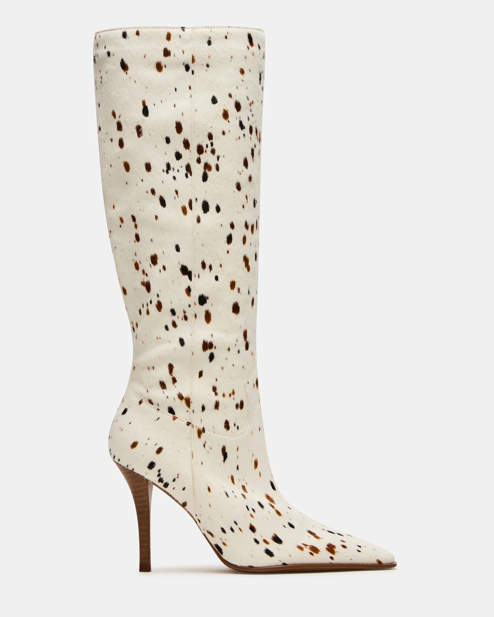 WESCOT Brown Cow Print quare-Toe Knee-High Heeled Women's Boot | Steve Madden (US)