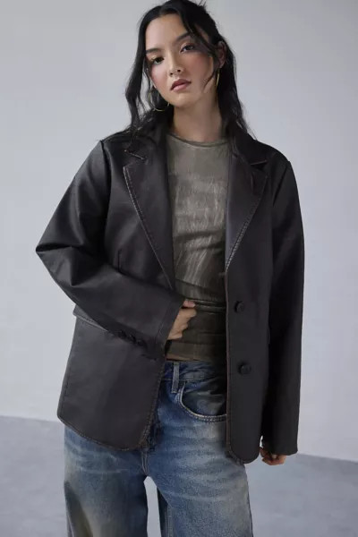 Silence + Noise Lexi Oversized Faux Leather Blazer | Urban Outfitters (US and RoW)