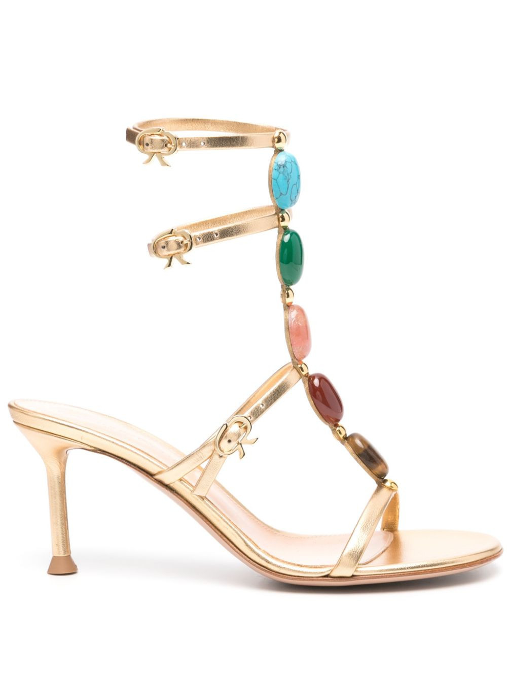 Gianvito Rossi 70mm Shanti leather sandals - Gold | Farfetch Global