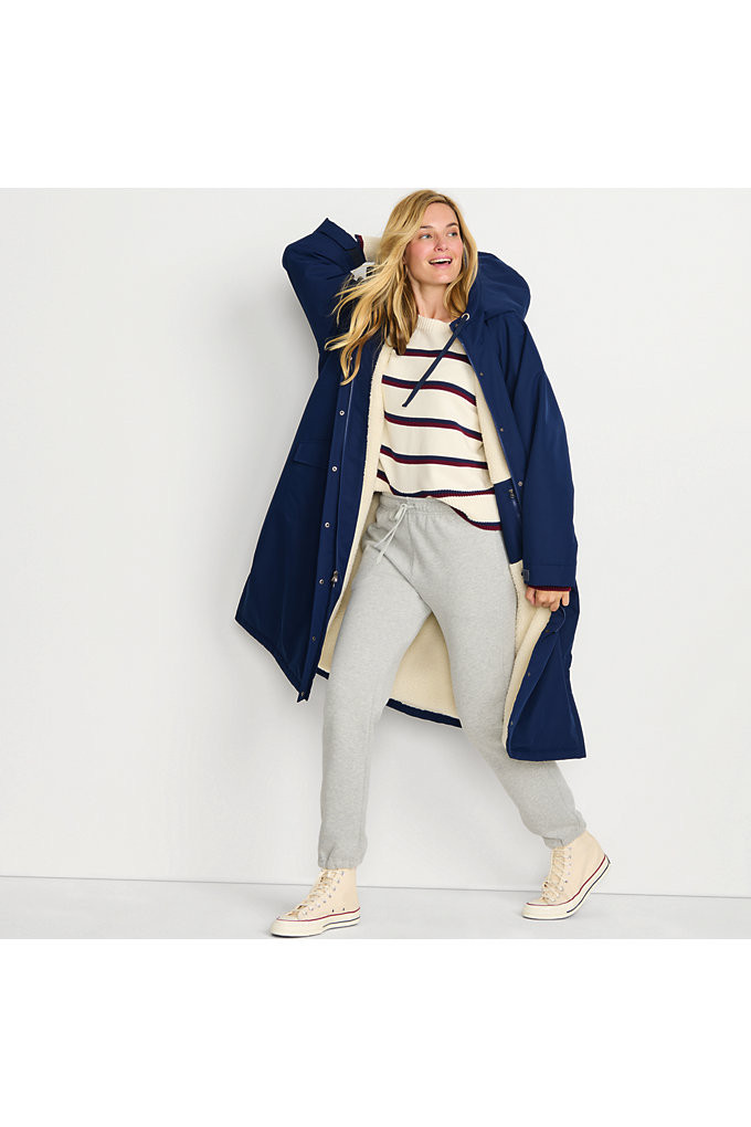 Women's Sherpa Lined Maxi Changing Robe Coat - Lands' End - Blue - L | Lands' End (US)