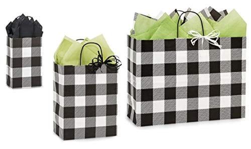 Buffalo Plaid Black and White Gift Bags with Handles, Pack of 25 Assorted Sizes (Small, Medium, L... | Walmart (US)