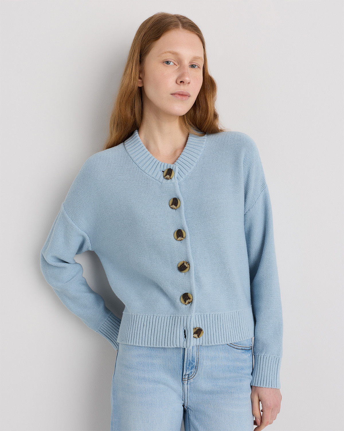 Quince | Women's Cropped Cardigan Sweater in Camel, Size Large, Organic Cotton | Quince