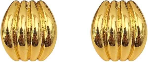 Statement Chunky Gold Earrings for Women Unique Square Stainless Steel Heaven Mayhem Button Stud ... | Amazon (US)