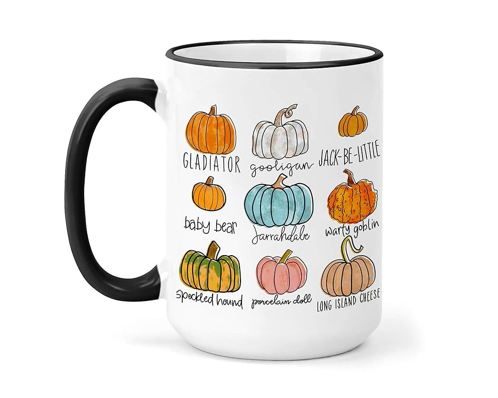 Pumpkin Variety Mug - 15oz Cup - Cute Fall Pumpkins Mug | Amazon (US)