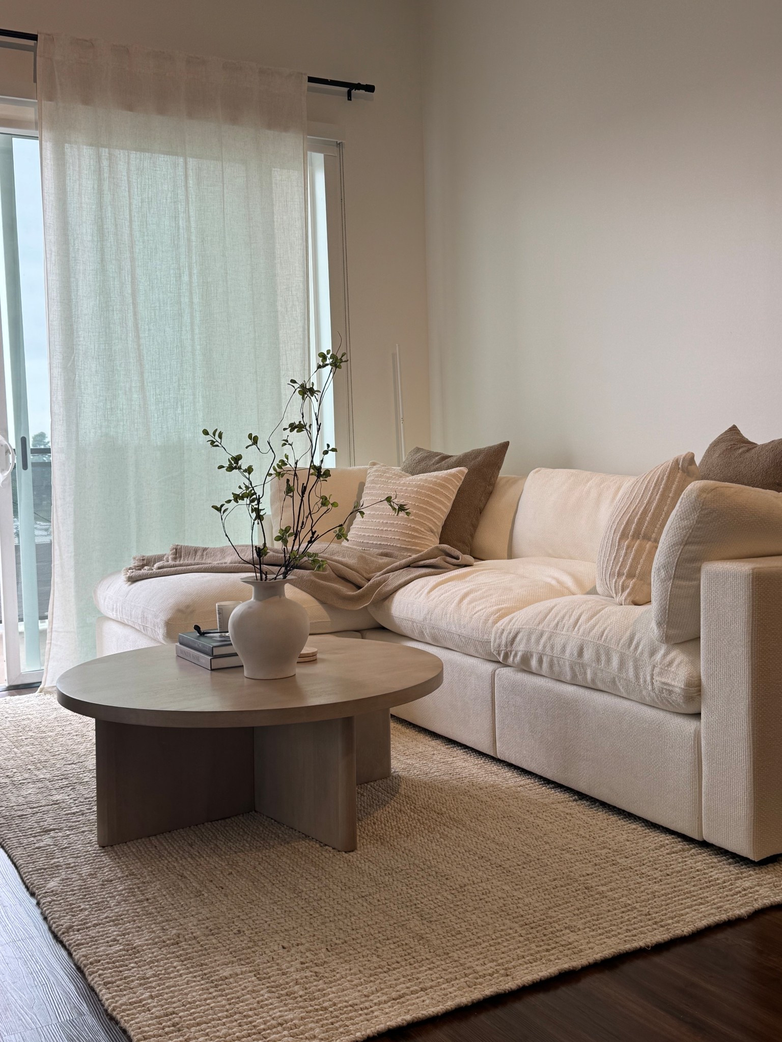 living room is finally coming together 🍃🤍 couch is from cozey 🥰 (Ciello collection XL, opal white, chaise on the left, performance fabric)  

#LTKHome