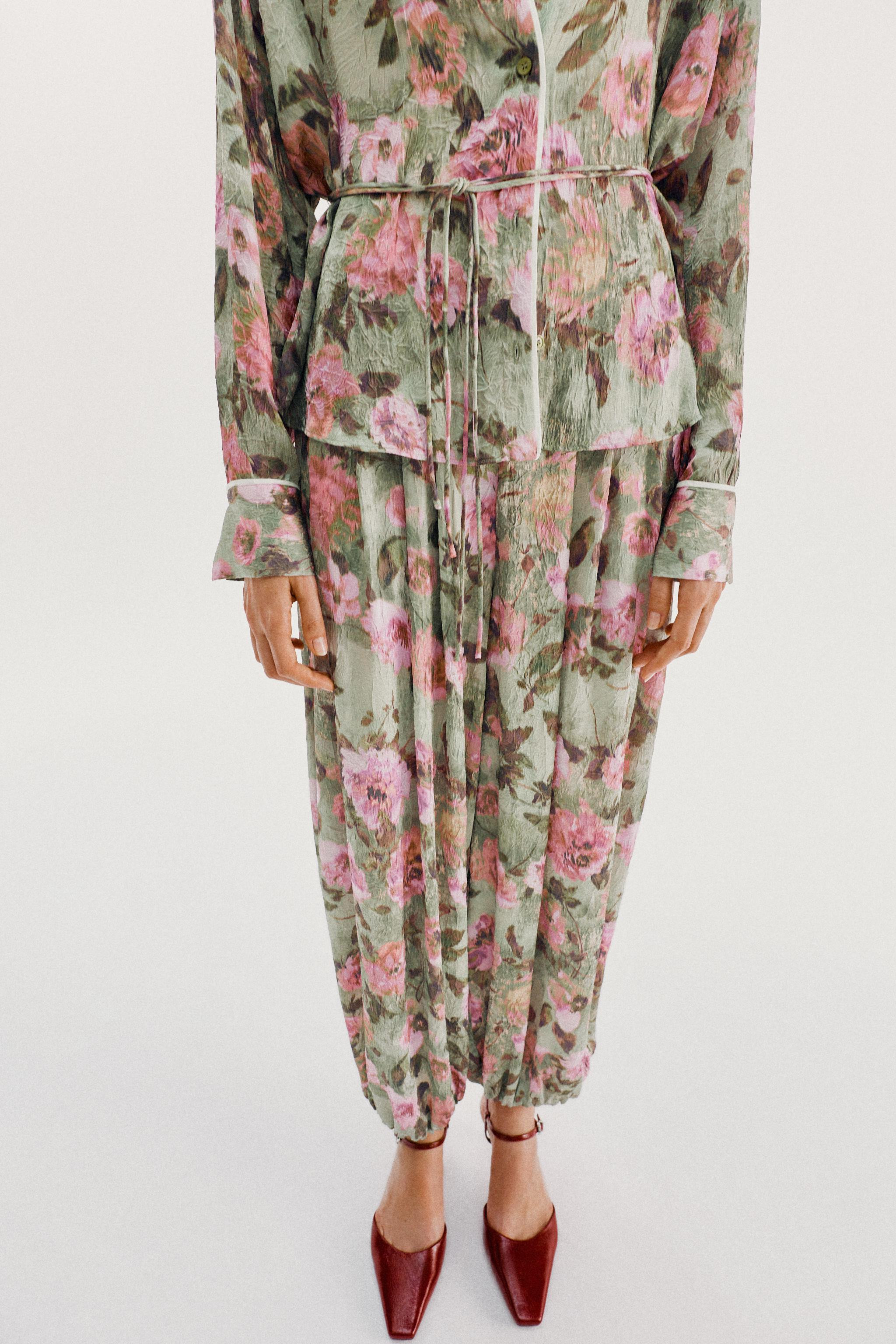 FLORAL PRINT BALLOON TROUSERS | Zara US