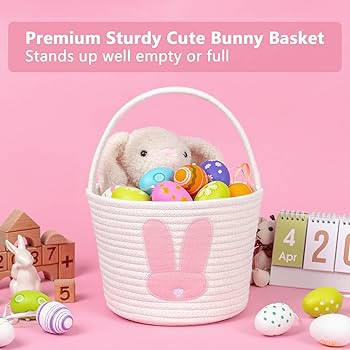 CubesLand Easter Basket for Girls Kids, Adorable Bunny Basket for Easter Egg Hunts, Soft & Safe B... | Amazon (US)