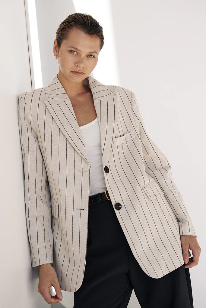 MURPHY NATURAL PINSTRIPE BLAZER | DISSH