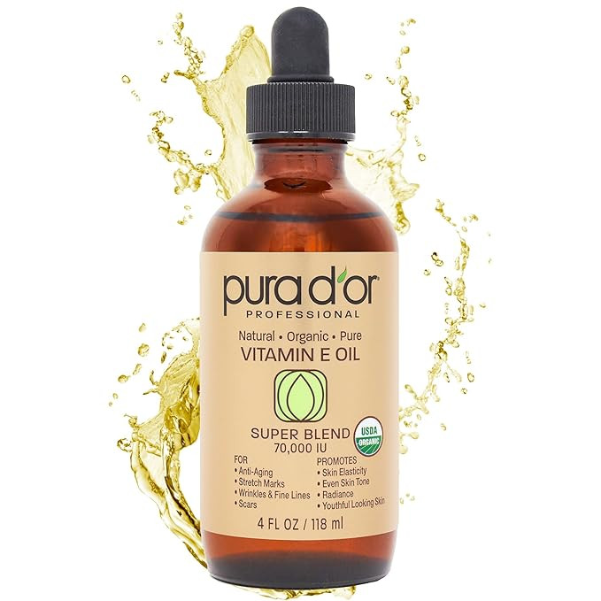 PURA D'OR Organic Vitamin E Oil Blend 70,000 IU (4oz / 118mL) 100% Natural Hexane Free, Sweet Alm... | Amazon (US)