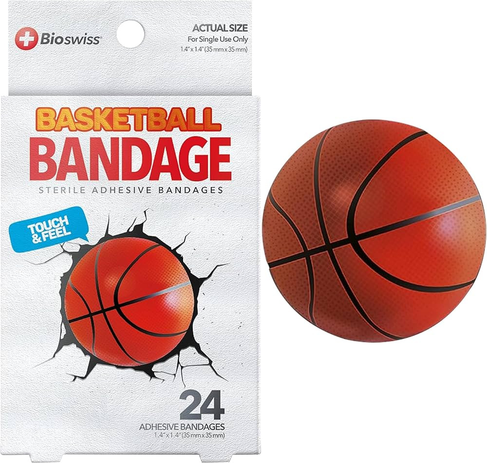 BioSwiss Kids Bandages, Basketball Shaped Self Adhesive Bandage Set, Latex Free, Sterile Wound Ca... | Amazon (US)
