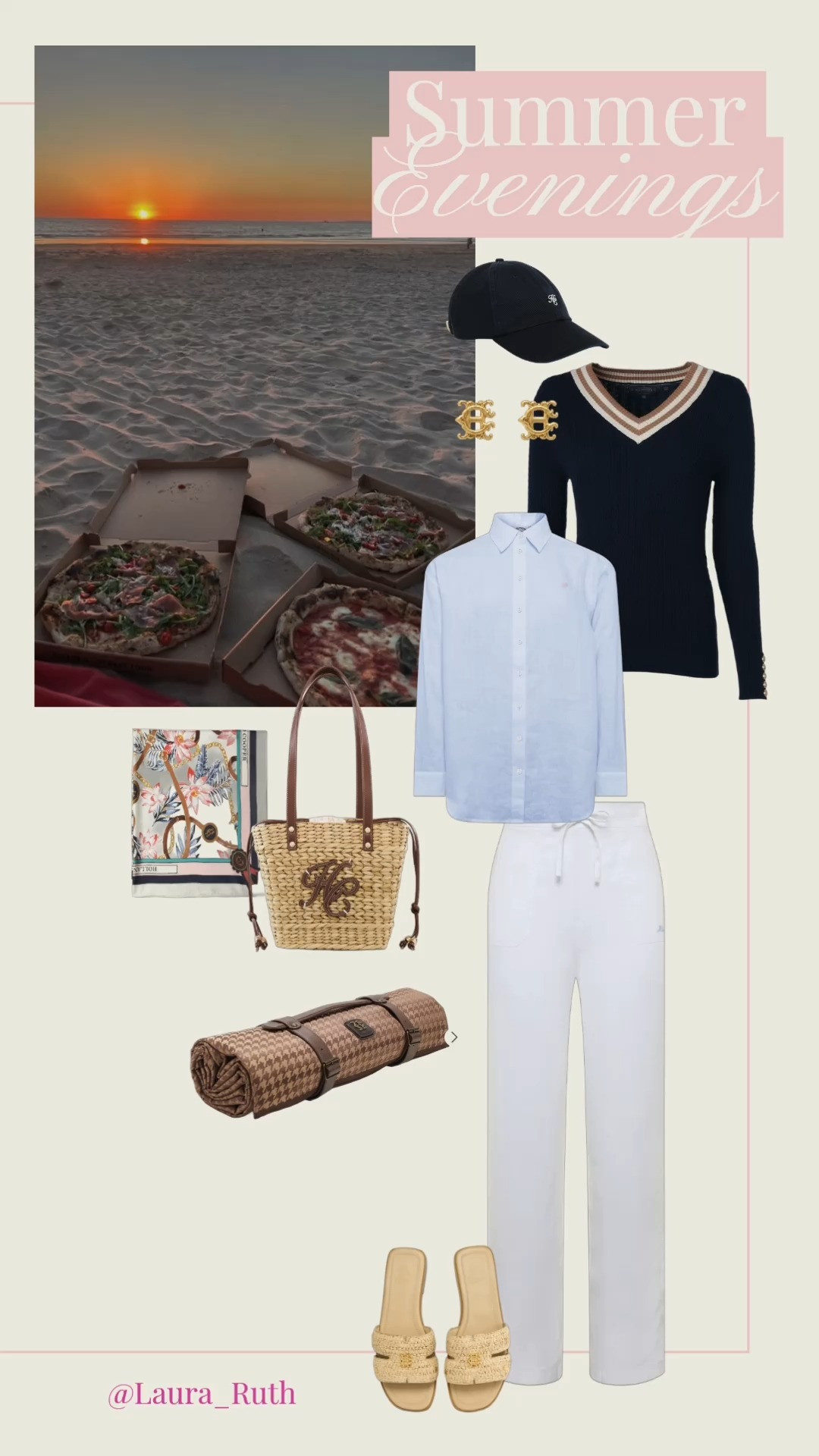 Summer Evenings by the Beach 🌊🍕 Think easy linen trousers, cosy knits for when the sun goes down and timeless accessories you'll keep reaching for all summer long and don't forget the picnic blanket! vacation outfits beach, summer outfits, date night outfits @Holland Cooper

#LTKuk #LTKsummer #LTKtravel