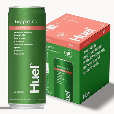 Huel Peach Hibiscus Daily Ready-to-Drink Greens and Superfood Supplements - 4pk/12 fl oz | Target